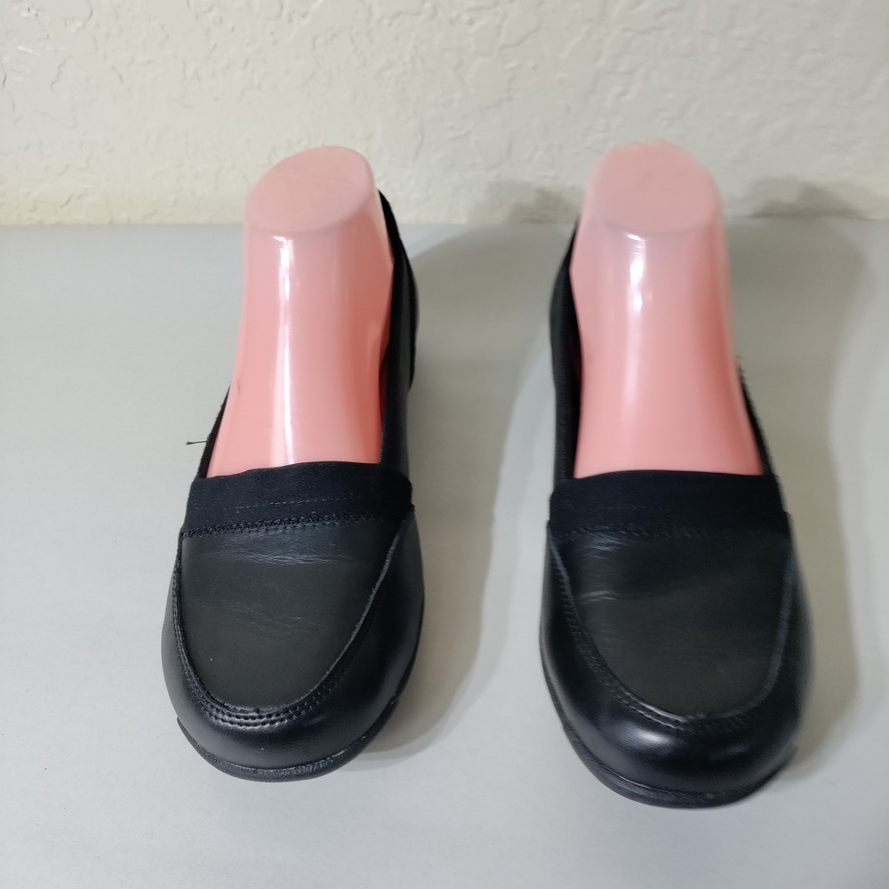 Skechers Work Womens Black Leather Slip Resistant Memory Foam Loafers 76550